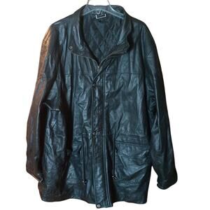 Mazzoni Men’s 3x Black Leather Heavy Polyester Filled Ski Drawstring Waist Coat